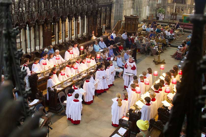 Choristers in Exeter Cathedral.