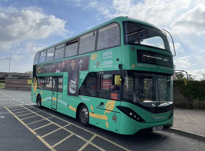 Electric bus to Piccadilly.