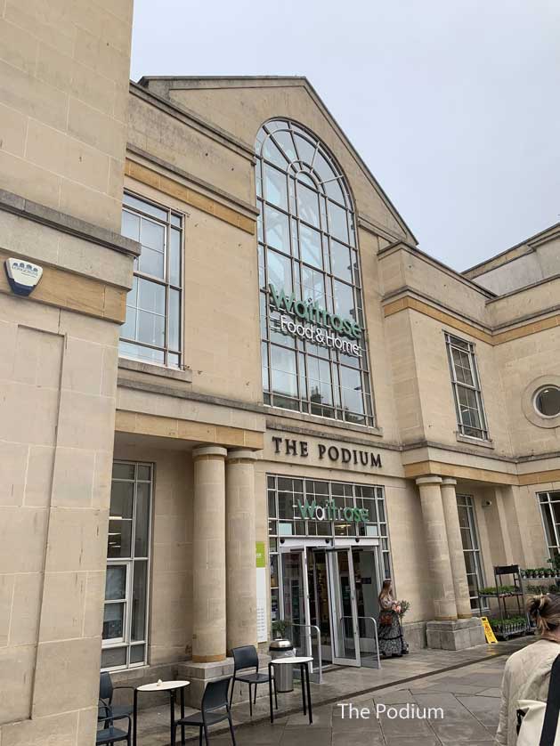 The main entrance to Waitrose.