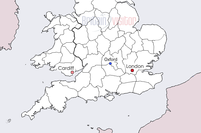 Map showing the location of Oxford