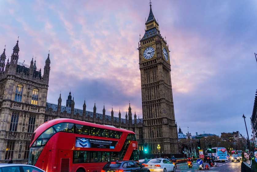 London bus and the iconic clock tower.