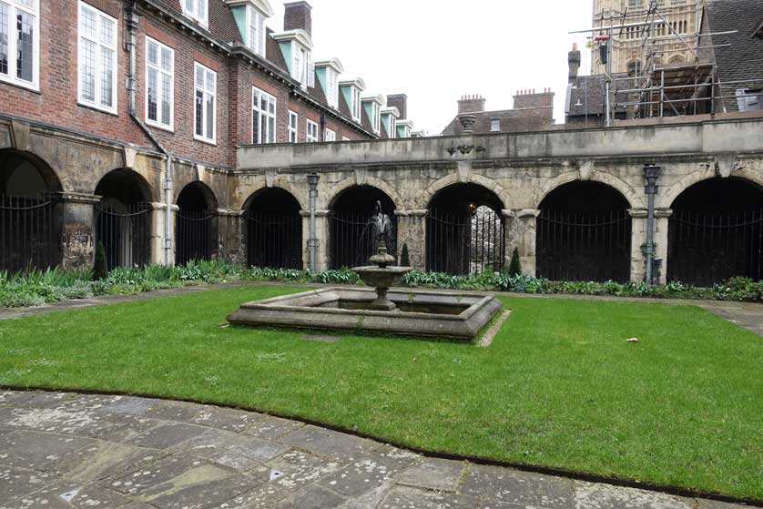 The cloisters at the abbey which contains Britain's oldest door.