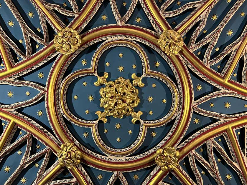 View of the ornate ceiling.