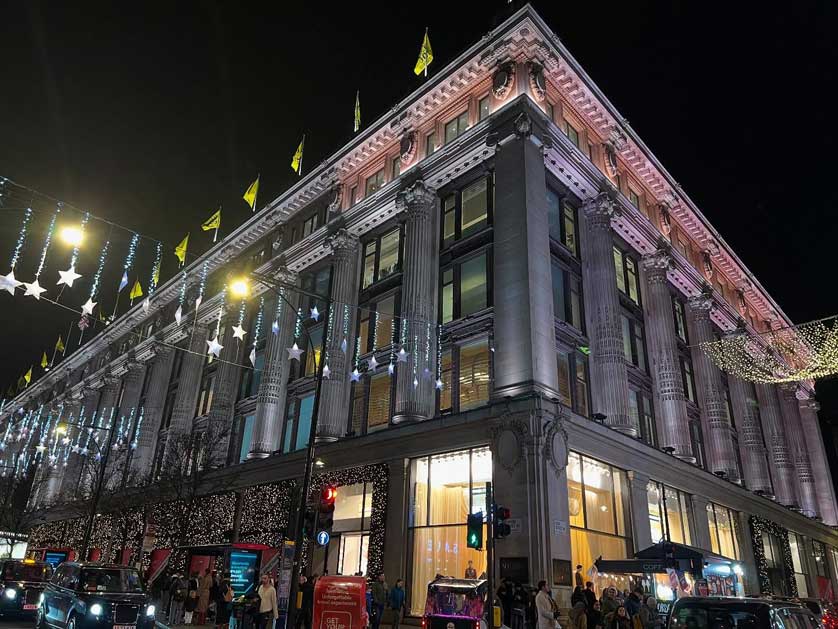 The store illuminated for New Year 2025.