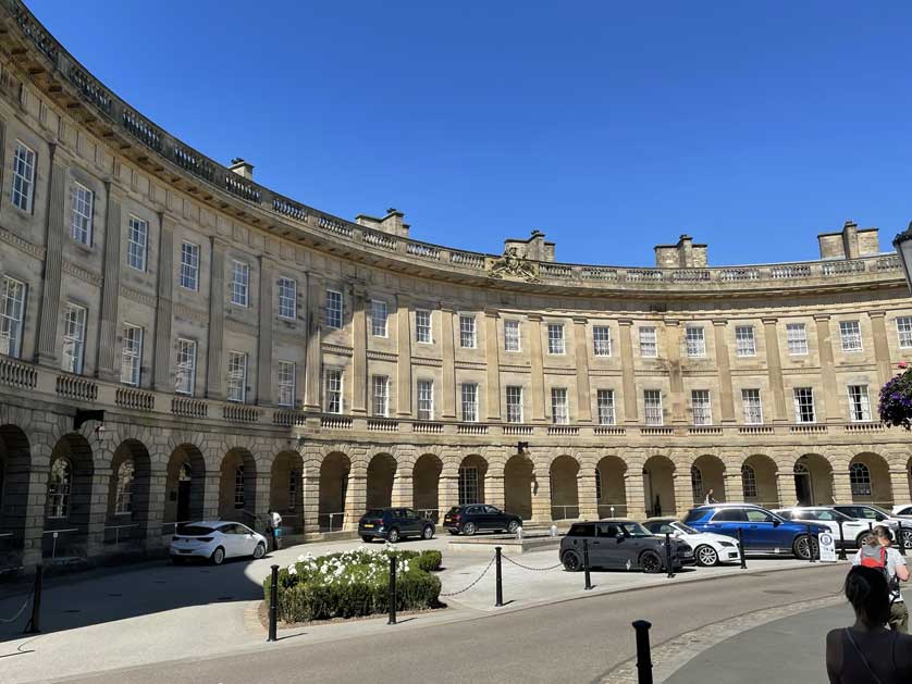 The restored Crescent in Buxton in August 2022.