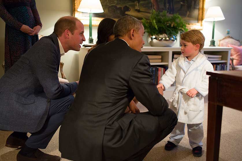 George with adoring father and President Obama.
