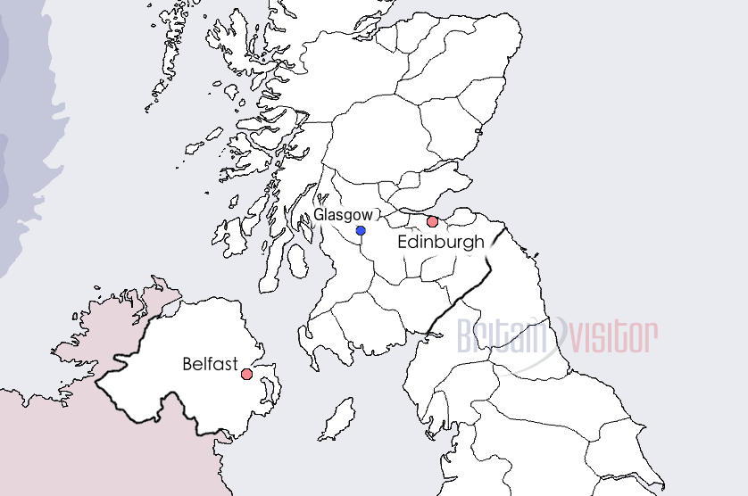 Map of Glasgow, Scotland.