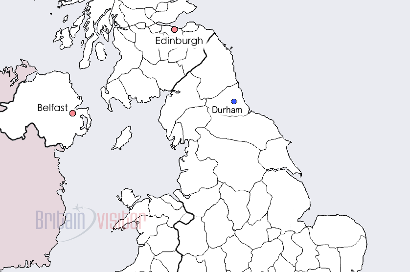 Durham is 431 km north of London on the M1 and A1(M)