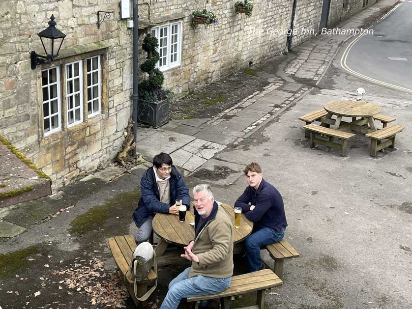 Enjoying a drink after a walk from Sham Castle.