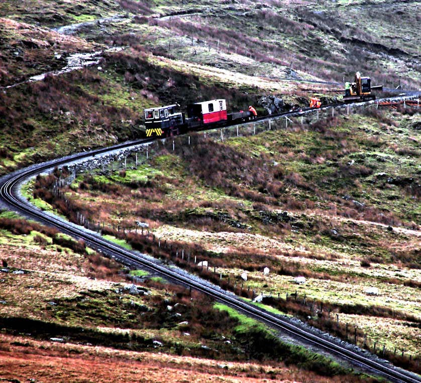 Maintenance work being carried out on the Snowdon Mountain Railway during the off-season