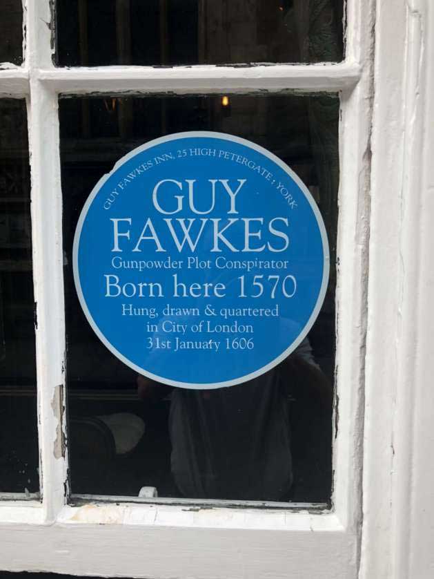 A Blue Plaque Historic Marker marks the spot of Guy Fawkes' birth in 1570.