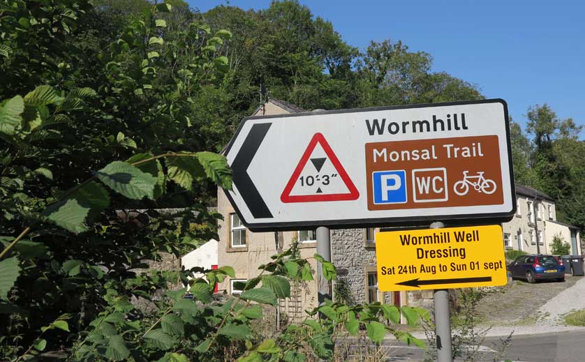 Signpost to the Monsal Trail near the Anglers Rest.