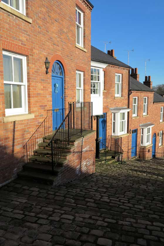 The cobbled street on a winter's day.