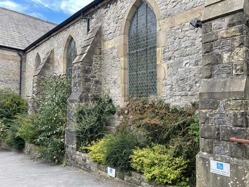 Outer wall of the church.
